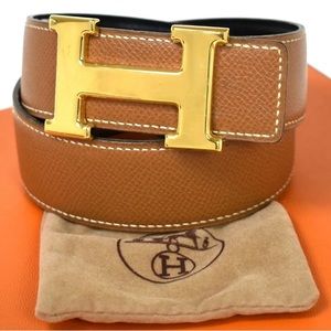 SOLD❤️ HERMES Constance Reversible Belt H Buckle Leather Black Brown